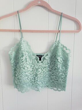 Express Mint Lace Crop Top Size S